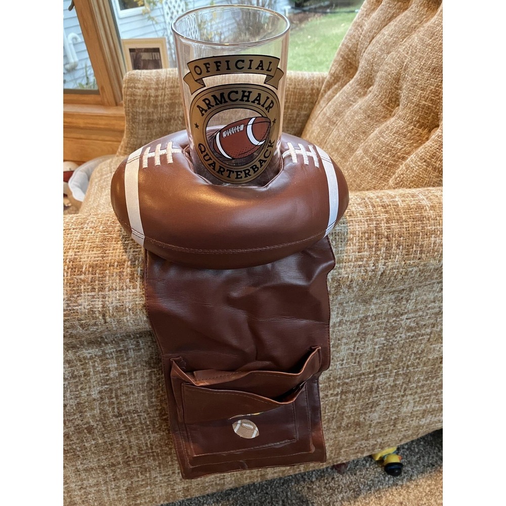 Vintage 1992 Stotter TV Armchair Quarterback Football Caddy Remote Holder Glass - Picture 2 of 7